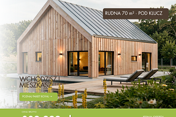 Dom 70 m² mieszkalny - pod klucz, modułowy RUDNA V12_A1_ROYAL