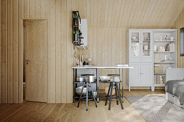 Domek całoroczny 16 m² modułowy BACZYNA V6_A1_INV