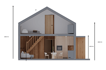 Dom 98 m² mieszkalny, modułowy, całoroczny ZNIN V13_A1_Mix2