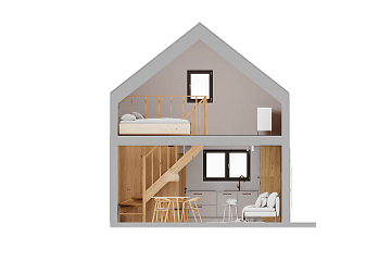 Dom 58 m² mieszkalny, modułowy, całoroczny BRZEZNO V11.1_A1