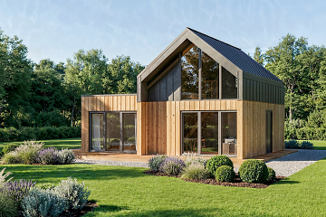 Dom 68 m² mieszkalny, modułowy, całoroczny LUBASZ V11_A1_Mix2