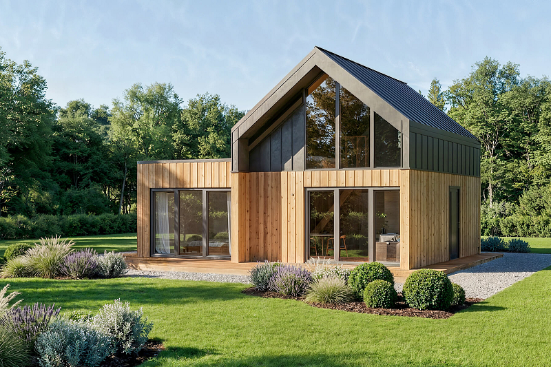 Dom 68 m² mieszkalny, modułowy, całoroczny LUBASZ V11_A1_Mix