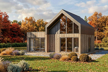 Dom 68 m² mieszkalny, modułowy, całoroczny LUBASZ V11_A1_Mix2