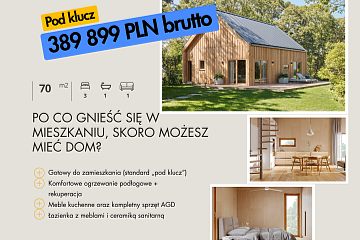 Dom 70 m² mieszkalny - pod klucz, modułowy RUDNA V12_A1_ROYAL