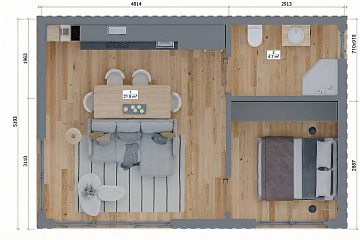Dom 34 m² mieszkalny, modułowy, całoroczny  BARLINEK V15_A1