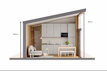 Dom 43 m² mieszkalny, modułowy, całoroczny KANIN V21_A1