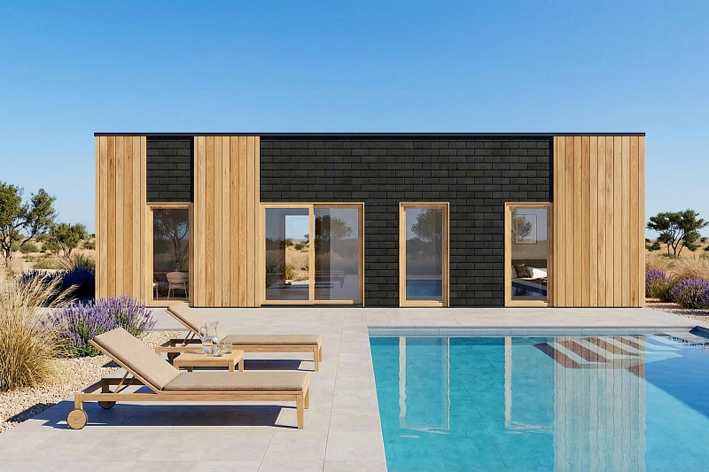 Dom 43 m² mieszkalny, modułowy, całoroczny HEL V22_A2_Mix