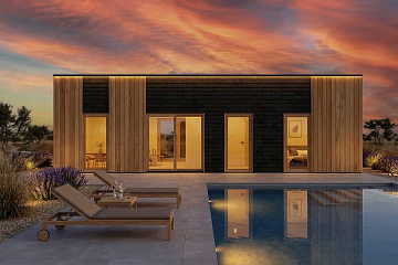 Dom 43 m² mieszkalny, modułowy, całoroczny HEL V22_A2_Mix