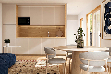 Dom 43 m² mieszkalny, modułowy, całoroczny HEL V22_A2_Mix