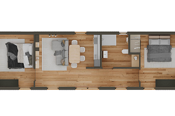 Dom 62 m² mieszkalny, modułowy, całoroczny TYLICZ V24.1_A2_Mix