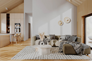 Dom 100 m² mieszkalny, modułowy, całoroczny TURSK V25_A4_Mix