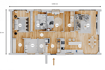 Dom 100 m² mieszkalny, modułowy, całoroczny TURSK V25_A4_Mix