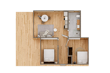 Dom 49 m² mieszkalny, modułowy, całoroczny BANINO V3_A1