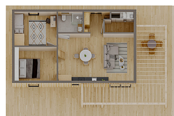 Dom 91 m² mieszkalny, modułowy, całoroczny JANTAR V4_A1