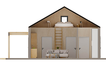 Dom 91 m² mieszkalny, modułowy, całoroczny JANTAR V4_A1