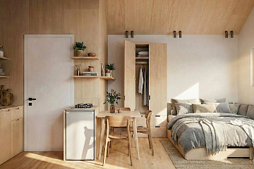 Domek całoroczny 16 m² modułowy BACZYNA V6_A1_INV