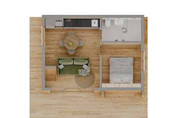 Dom 54 m² mieszkalny, modułowy, całoroczny SZTUM V8_A2