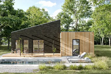 Dom 59 m² mieszkalny, modułowy, całoroczny SOBIN V16_A2_Mix