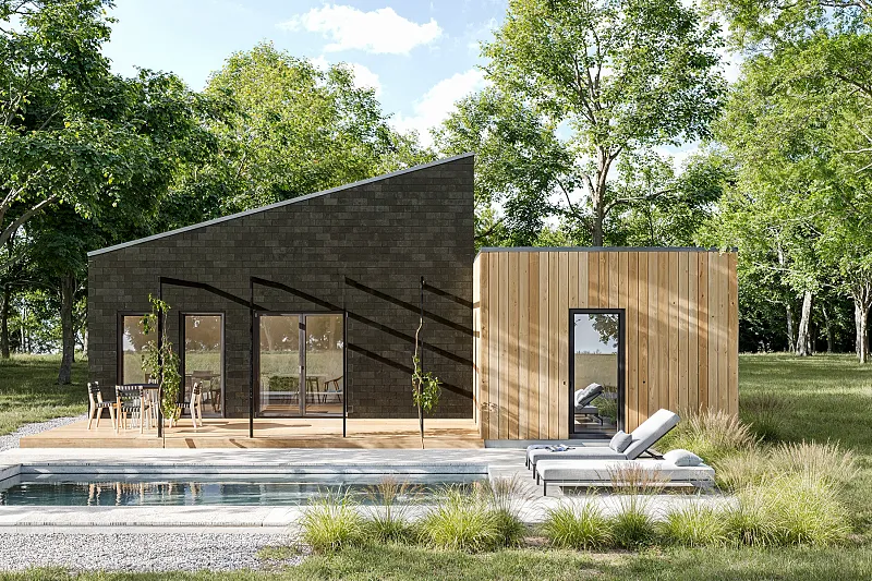 Dom cau0142oroczny modulowy SOBIN V16_A2_Mix, 59 m2, 3 pokoi, tanie