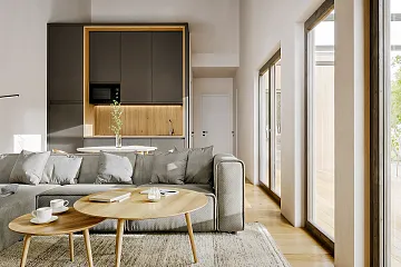 Dom 59 m² mieszkalny, modułowy, całoroczny SOBIN V16_A2_Mix