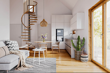 Dom 70 m² mieszkalny, modułowy, całoroczny TUREW V12_A4_Mix