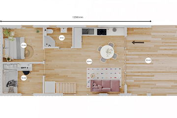 Dom 80 m² mieszkalny, modułowy, całoroczny JENIN V23_A1