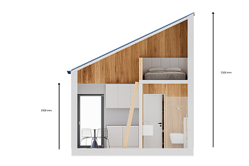 Dom 26 m² mieszkalny, modułowy, całoroczny  MILIN V20_A1