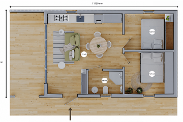 Dom 44 m² mieszkalny, modułowy, całoroczny NOSALN  V2.1_A2