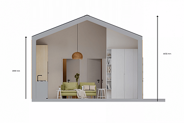 Dom 44 m² mieszkalny, modułowy, całoroczny NOSALN  V2.1_A2