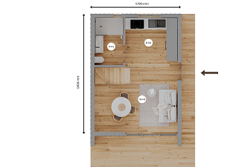 Dom 58 m² mieszkalny, modułowy, całoroczny MILOWIN V11.1_A1_Mix2