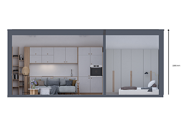 Dom 34 m² mieszkalny, modułowy, całoroczny MIECHOW V15.1_A1