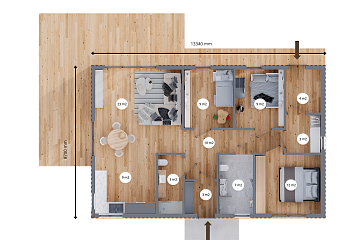 Dom 92 m² mieszkalny, modułowy, całoroczny PISZ V26_A1