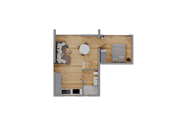Dom 68 m² mieszkalny, modułowy, całoroczny LUBASZ V11_A1_Mix2
